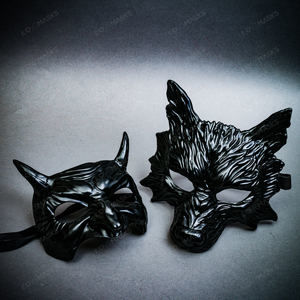 Black Devil Wolf Scary Animal Halloween Masquerade Party Demon Couple Mask